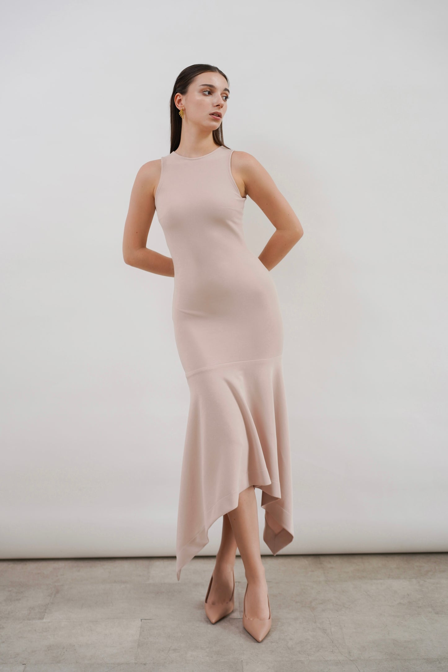 GIULLE - Flow Midi Dress in Nude