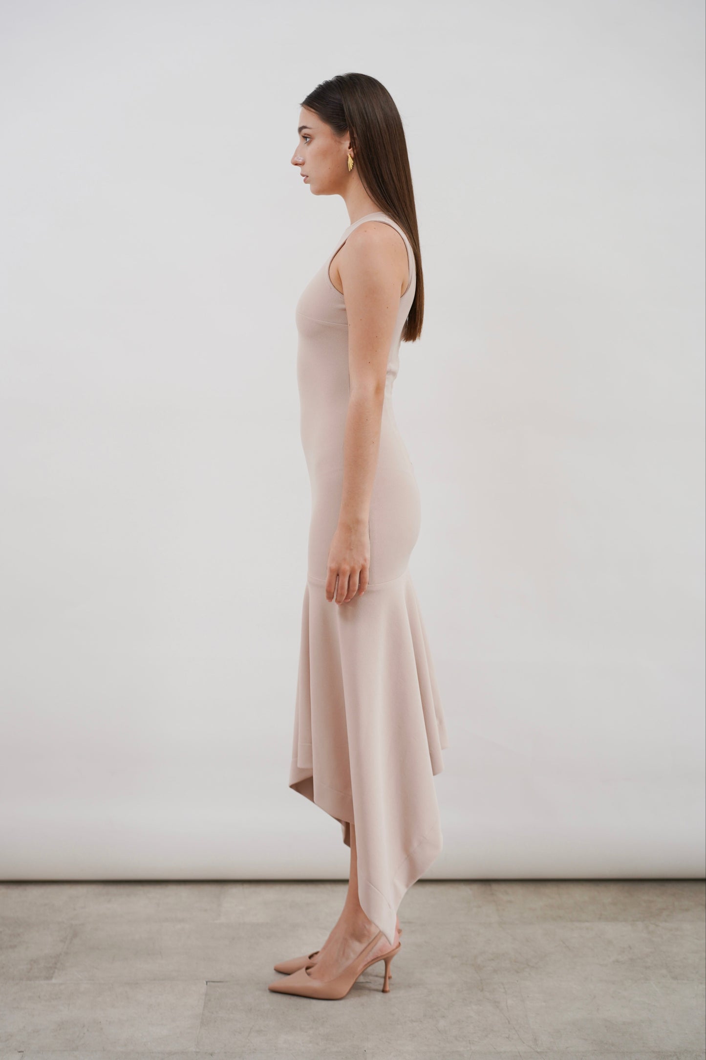 GIULLE - Flow Midi Dress in Nude