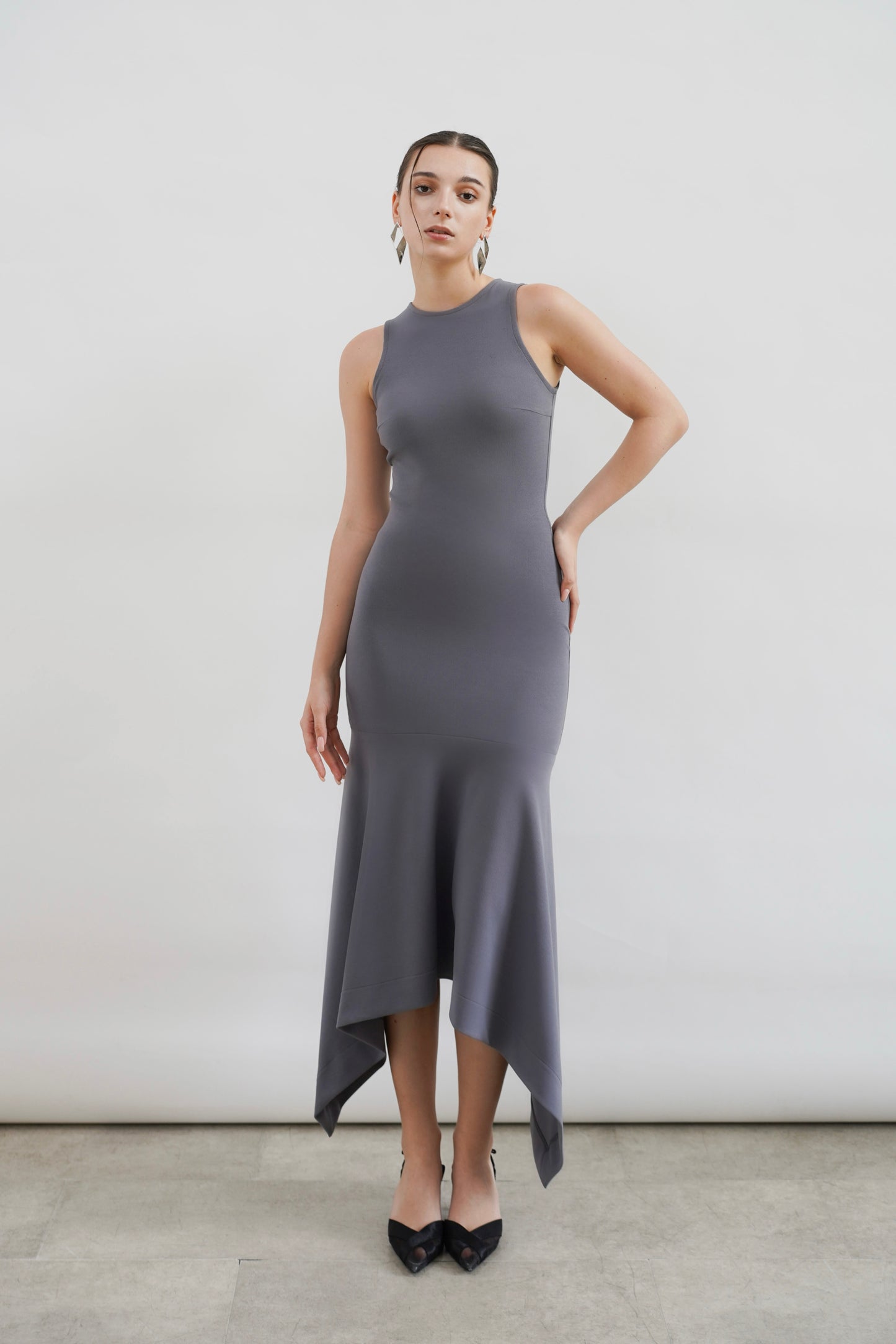GIULLE - Flow Midi Dress in Slate Gray