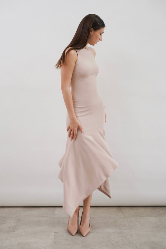 GIULLE - Flow Midi Dress in Nude