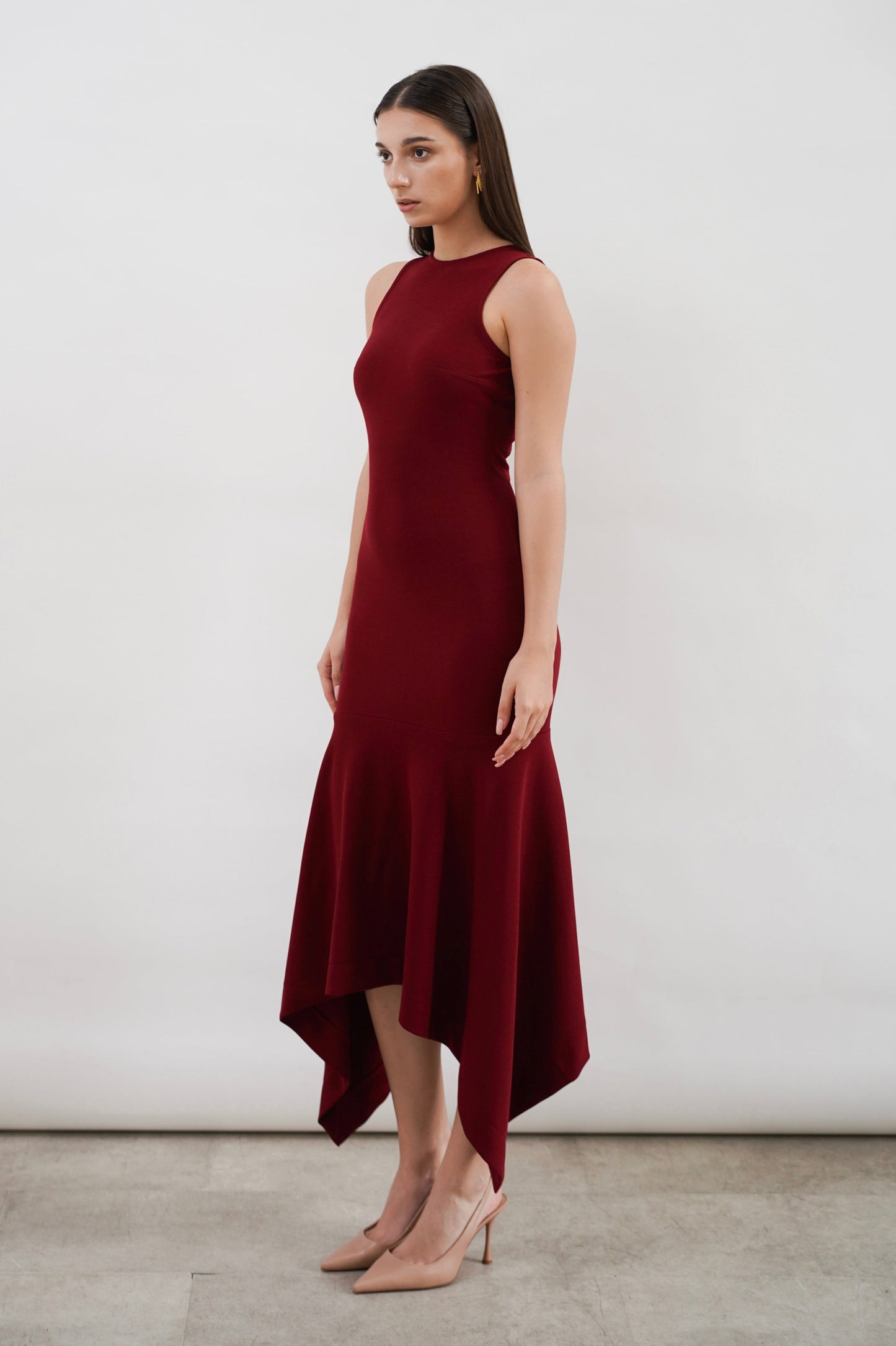 GIULLE - Flow Midi Dress in Maroon