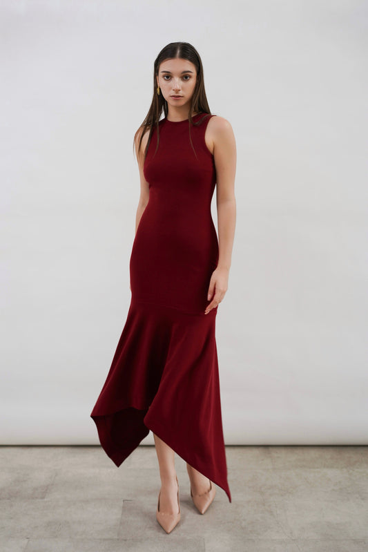 GIULLE - Flow Midi Dress in Maroon