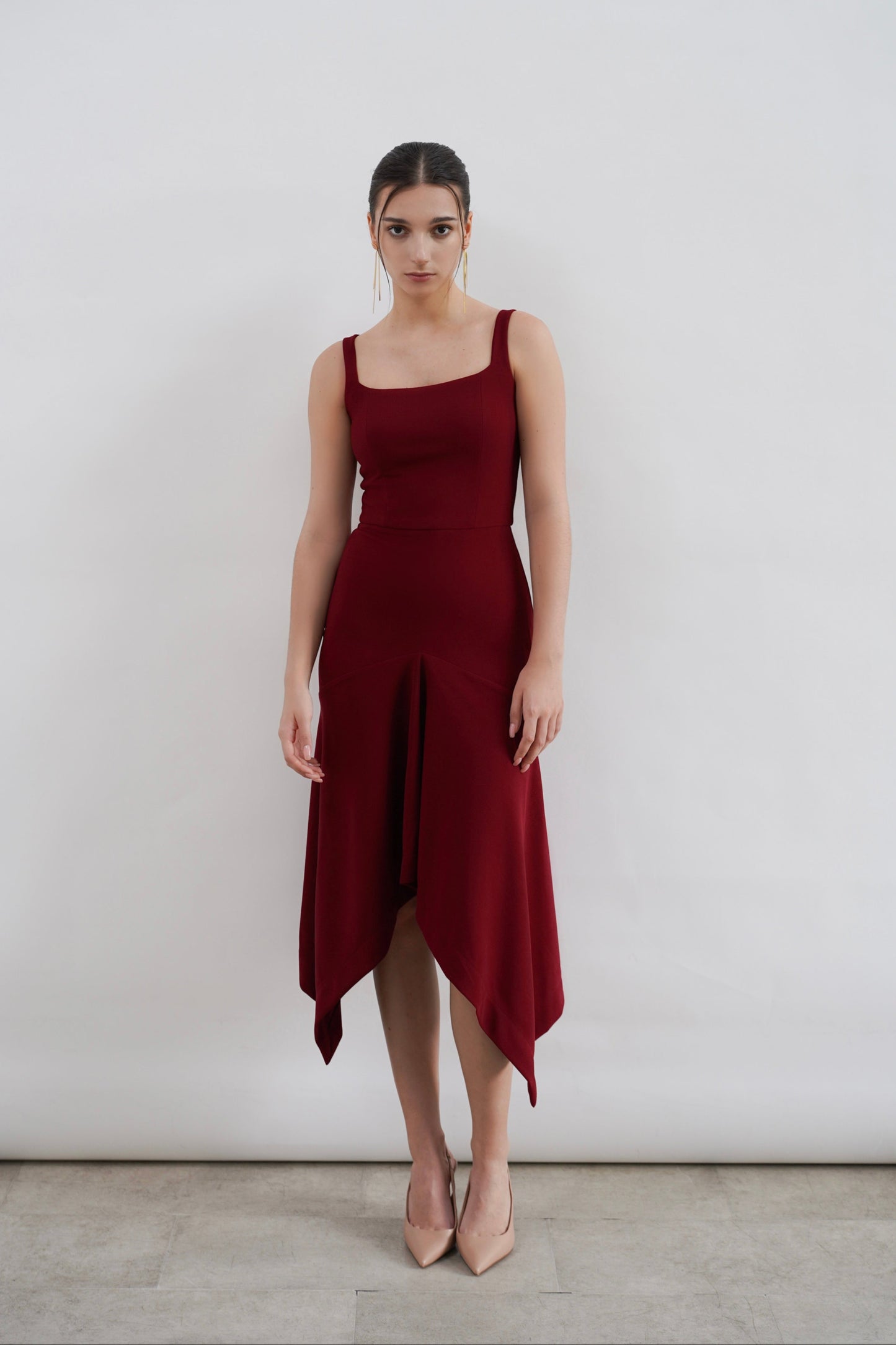 GIULLE - Allure Fitted Midi Dress in Maroon