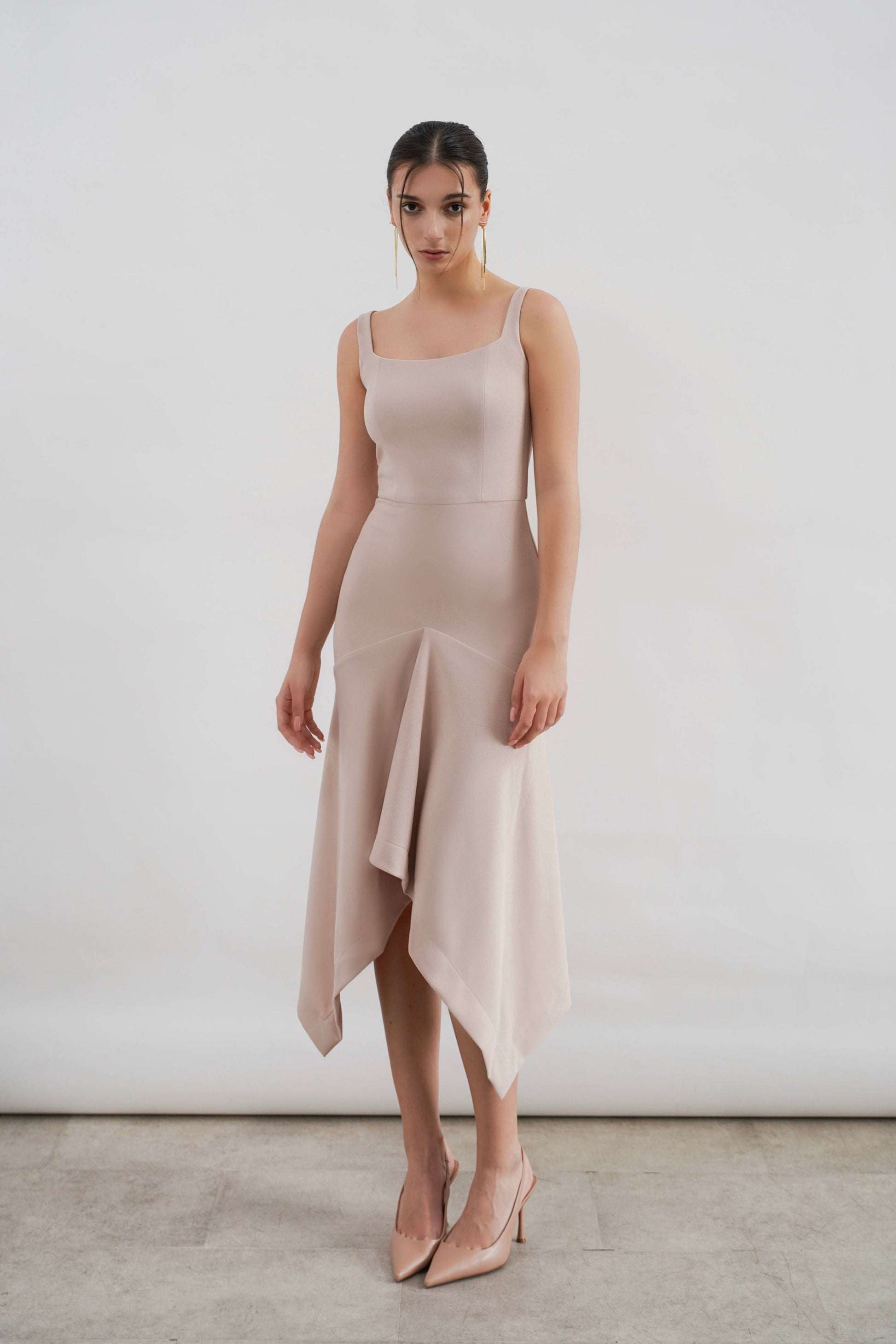 GIULLE - Allure Fitted Midi Dress in Nude GIULLE - Allure Fitted Midi Dress in Nude